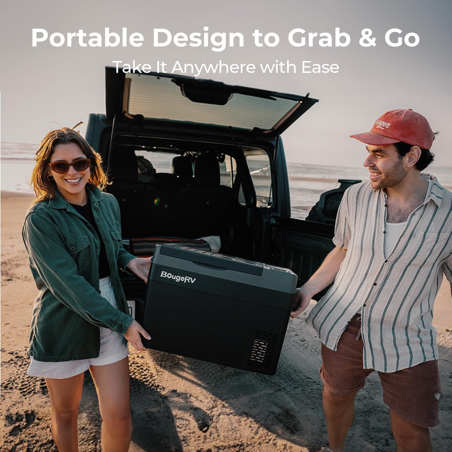 BougeRV 12 Volt Refrigerator, CRPRO 30 Quart 12V Car Fridge, Portable Freezer (-8℉~50℉), Compressor Cooler with 12V/24 DC, 110-240 AC for Outdoor Camping Overlanding Truck RV SUV Van
