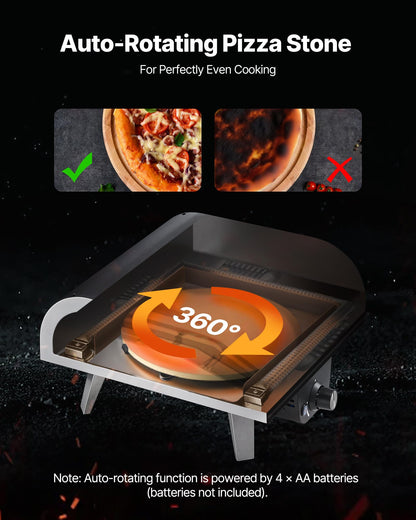 VEVOR Propane Outdoor Pizza Oven, 12 in Auto Rotating Propane Gas Pizza Ovens, Portable Pizza Cooker with Electric Rotation System, Carry Bag, Pizza Maker for Outside Backyard Patio Camping, Black