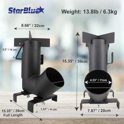 Camping Rocket Stove and 16 Inch Cast Iron Griddle Pizza Pan by StarBlue