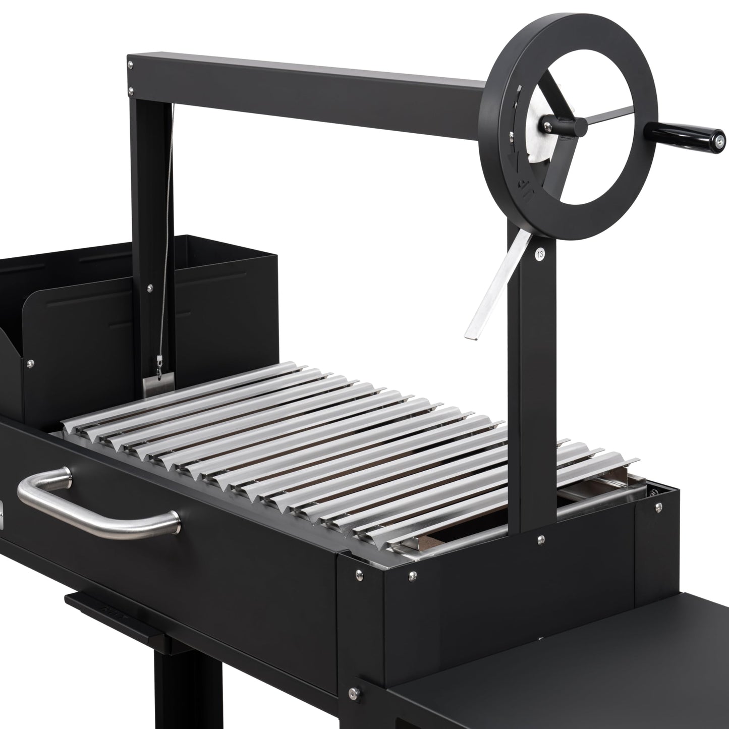 KoolMore 54 in. Charcoal BBQ Grill, Santa Maria Argentine Outdoor Grill with Interchangeable V Grates, Large Barbecue Grill for Outdoor Cooking, Black