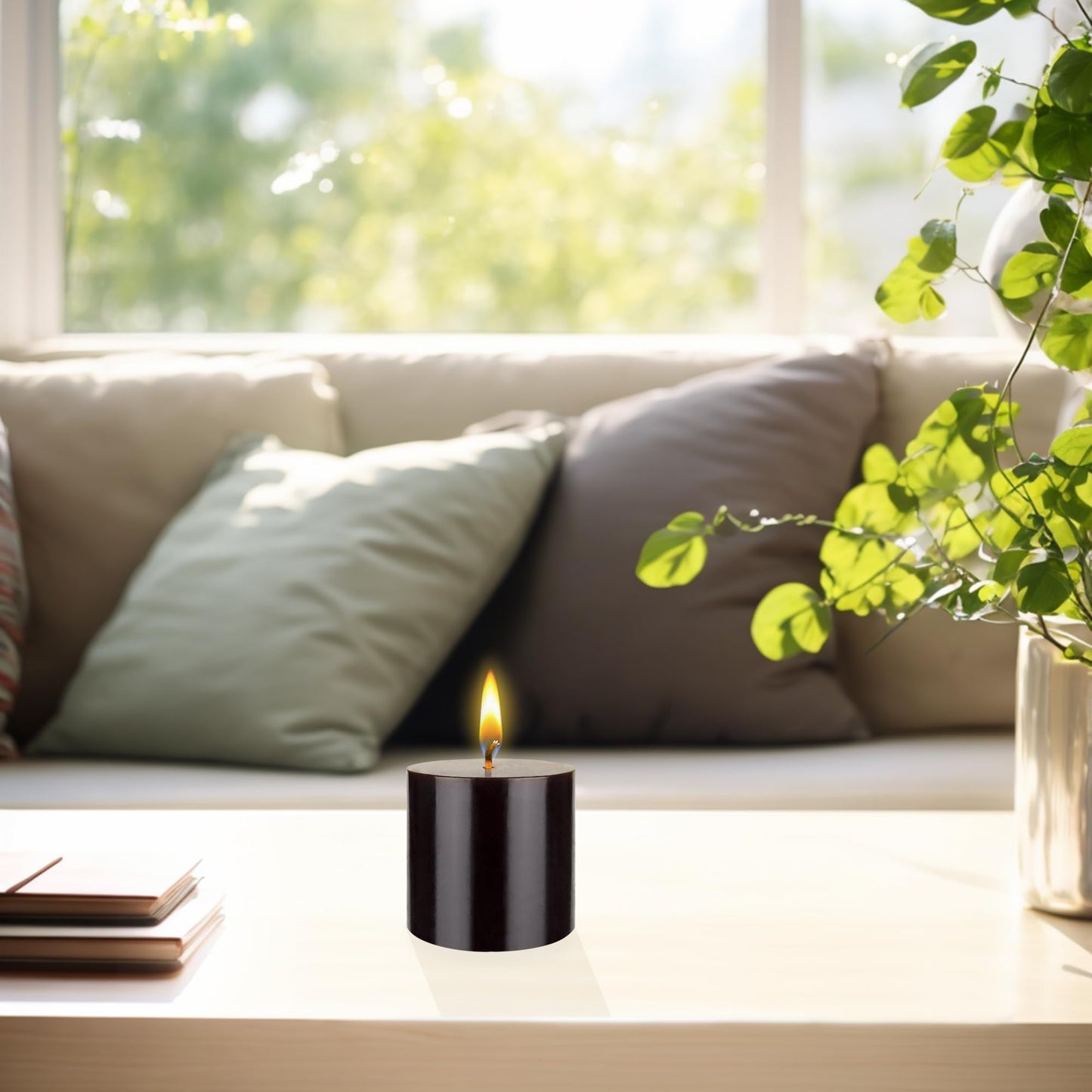 Mega Candles 3 pcs Unscented Solid Black Pillar Candles, Hand Poured Premium Wax Candle 3 Inch x 3 Inch, Home Décor, Spas, Weddings, Occasions, Party, Centerpieces, Holidays, Vigils, Prayers