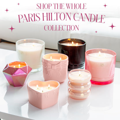 Paris Hilton Cupcake Sprinkles Scented Candle, Pink Heart-Shaped Ceramic Vessel with Embossed Bow Detail, Premium Plant Wax Blend, 3-Wicks, 12-Ounce