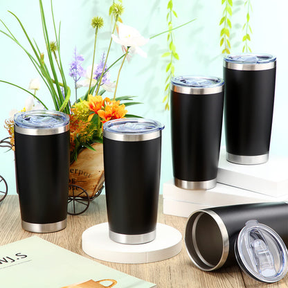 Sieral 36 Pack Stainless Steel Tumblers Bulk with Lids Double Wall Vacuum Insulated Coffee Cups Blank leakproof Powder Coated Tumblers for Engraving Wedding Graduation Party Favors(20 oz,Black)