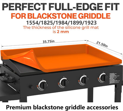 Skiennix 36" Extra-Thick Silicone Griddle Mat - Full-Wrap High Lip, Anti-Slip Grip, Food-Grade Protection