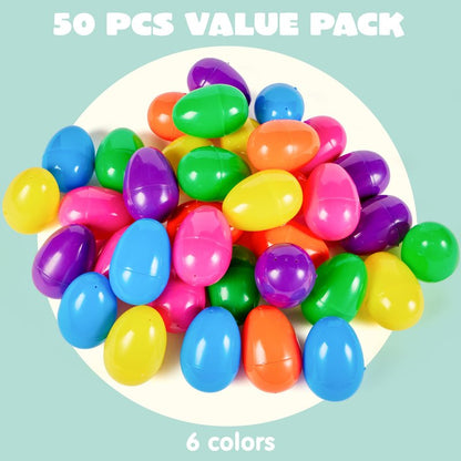 JOYIN 3.15" Easter Eggs, Fillable Plastic Eggs Empty Colorful Bright Eggshells with Hinge for Easter Hunt, Filling Treats, Party Favor, Basket Stuffers, Classroom Prize Supplies, 1000PCS