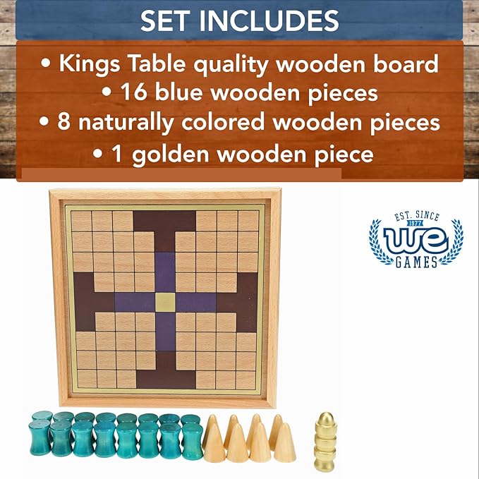 WE Games King's Table Wooden Games Tablut Viking Strategy Board Games 2 Player Games for Adults Beautiful Home Decor Wooden Board Games for Living Room Decor Quality Birthday Gifts Museum Game
