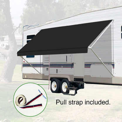 Leaveshade RV Awning Fabric Replacement Motorhome Camper Trailer Awning Fabric Super Heavy Vinyl Coated Polyester 14'3''(Fit for 15' Awning)-Solid Black