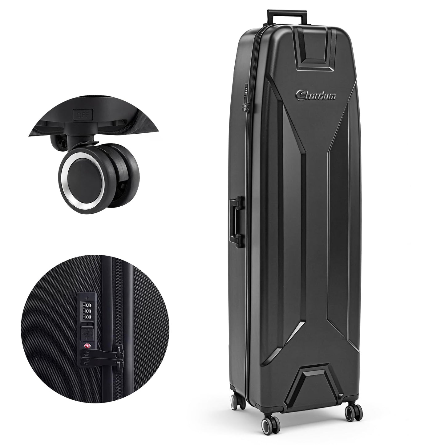 Hard Shell Golf Travel Case with TSA Lock, Heavy Duty ABS Golf Travel Bag Cover, Removable 360° Multi Directional Wheels, Fits 48" Club Bags, Impact Resistant Protective Solid Travel Case