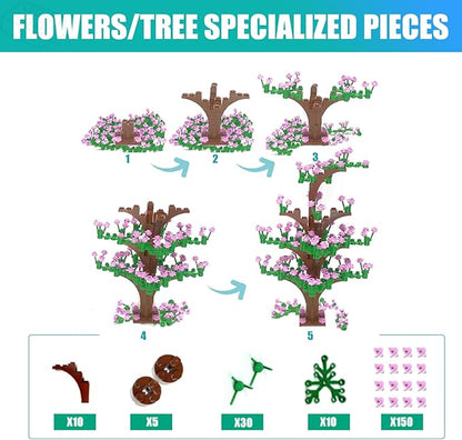 1800 Pieces Building Bricks SetBuilding Bulks Blocks with 1 Packs 24x24 Studs Sticky Plates205 Pcs Flowers and Tree Set 14 Colors 18 Random Bulk Shapes Creative Toy Gift for Boys Girls