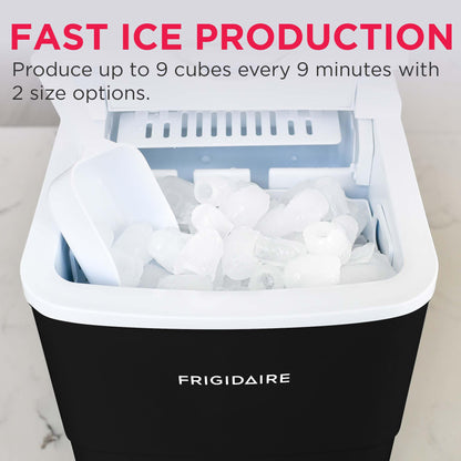 Frigidaire, 26 Lbs Portable Compact Icemaker, Ice Making Machine, Black, White, Medium