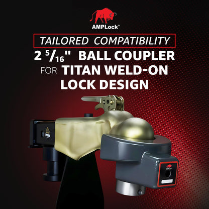 AMPLock U-BRHT2516 2 5/16 Trailer Coupler Lock Titan Weld-On Design Ball Hitch Lock Anti Theft for Boat Trailer RV Camper, Keyed Alike Heavy Duty, Fits 2 5/16 Titan Weld-On Ball Coupler Only
