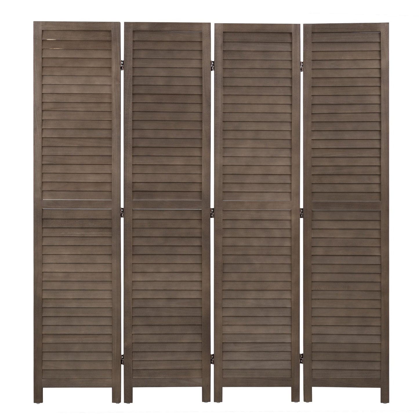 FDW 4 Panel Wood Room Divider 5.75 FT Tall Privacy Screen Folding Partition Divider for Dorm Bedroom Office, Dark Brown