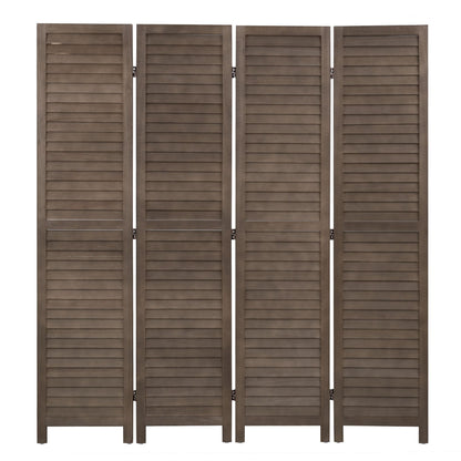 FDW 4 Panel Wood Room Divider 5.75 FT Tall Privacy Screen Folding Partition Divider for Dorm Bedroom Office, Dark Brown