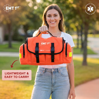 EMT 1st 362 Pcs Emergency Responder First Aid Kit with Digital BP Cuff & First Aid Guide Book - Emergency Bag with 40 Unique Items -Large First Aid Kit for Car, Travel, Home, Hiking, Camping & Outdoor