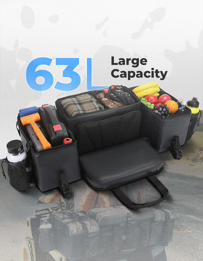KEMIMOTO ATV Storage Bags with Cooler Bag, 76L Large ATV Bags Rear Rack Bag, Upgraded Four Wheel Cargo Rear Seat Bags Compatible with Polaris Sportsman Fourtrax Can-Am Kawasaki Arctic Cat CFMOTO