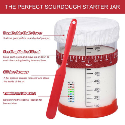 34oz Sourdough Starter Kit, Large Capacity Glass Sourdough Starter Jar, Reusable Starter Set of Sourdough Bread Baking Supplies with 6 Essential Yeast Starter Tools