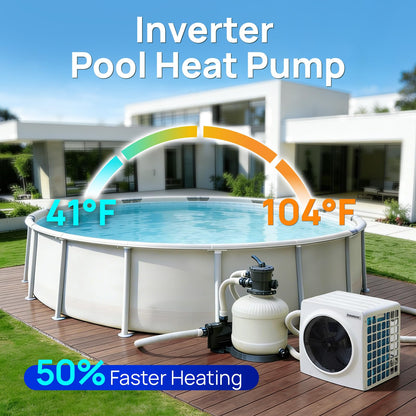 AQUASTRONG Inverter Swimming Pool Heat Pump,Pool Heater for Above Ground and Inground Pool Heating Smart WiFi Control and Cooling Pool Heater Pools Up to, 7000 Gallons