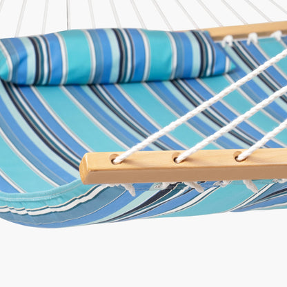 Lazy Daze Hammocks 12 FT Sunbrella Fabric Hammock Non-Fading with Spreader Bars and Free Pillow Fits for 2 Persons, All Weather and Fade Resistant for Patio Yard, 450 lbs Capacity, Dolce Oasis