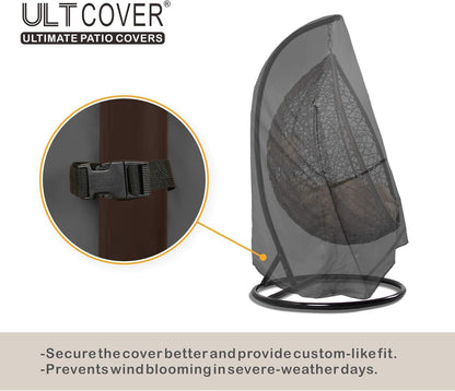 ULTCOVER Patio Egg Chair Cover - Waterproof Protection for Single Seat Swing | 45W x 33D x 68H Inches, Black