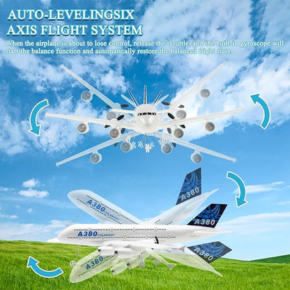 RC PlaneRemote Control Airplane Ready to Fly 2 Channels RC Airplane Airbus A380Remote Control Plane for Kids Children Adults Beginners
