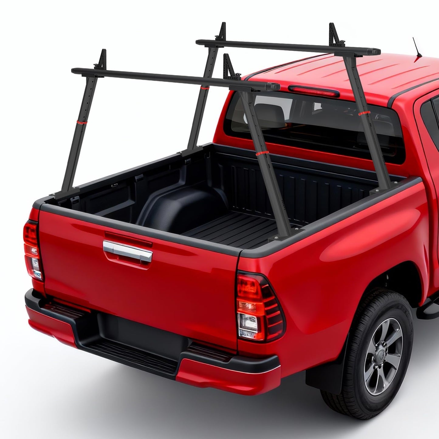 Aluminum Truck Rack, 35.4-71 in Width Adjustable Truck Bed Rack, Heavy Duty 800 LB Capacity, Secure Carrier for Kayak, Surfboard, Lumber, Contractor Gear, Black