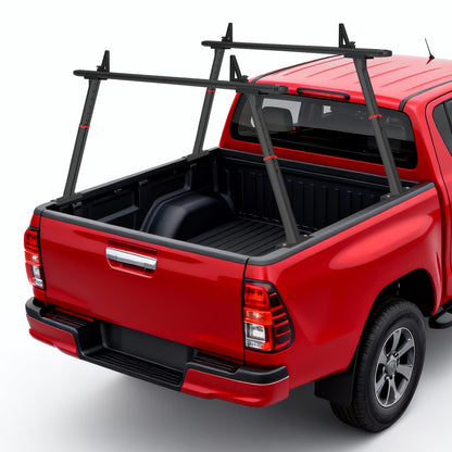Aluminum Truck Rack, 35.4-71 in Width Adjustable Truck Bed Rack, Heavy Duty 800 LB Capacity, Secure Carrier for Kayak, Surfboard, Lumber, Contractor Gear, Black