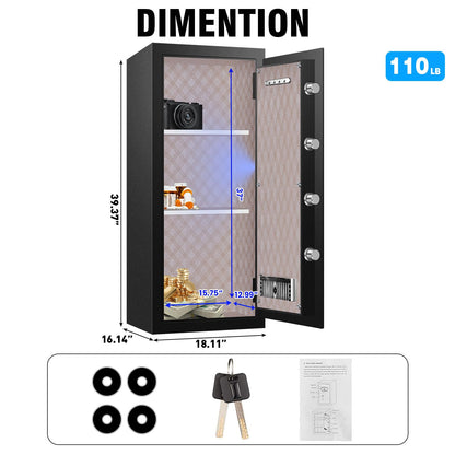 ToruKeep 9.2 Cu Ft Fireproof Safe with LED Light - 60 Min Fire Rated Waterproof Security Box, Digital Keypad Lock for Home Office, Documents, Jewelry, Laptop & Valuables