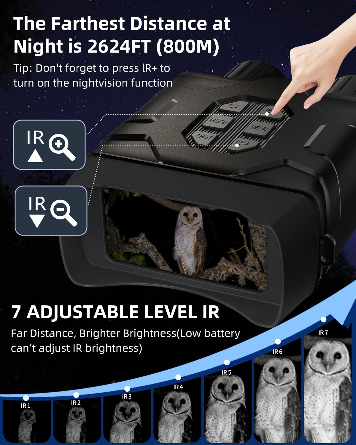 5K 96MP Night Vision Goggles | 4'' LCD Screen Night Vision Binoculars & 10X Zoom with Infrared, 4000mAh Rechargeable Battery, 64GB TF Card, Video and Sound Recording for Camping, Black