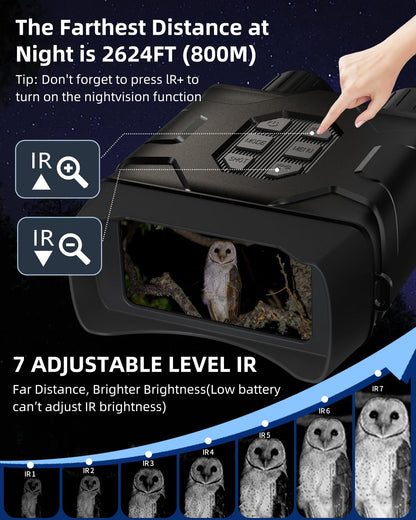 5K 96MP Night Vision Goggles | 4'' LCD Screen Night Vision Binoculars & 10X Zoom with Infrared, 4000mAh Rechargeable Battery, 64GB TF Card, Video and Sound Recording for Camping, Black