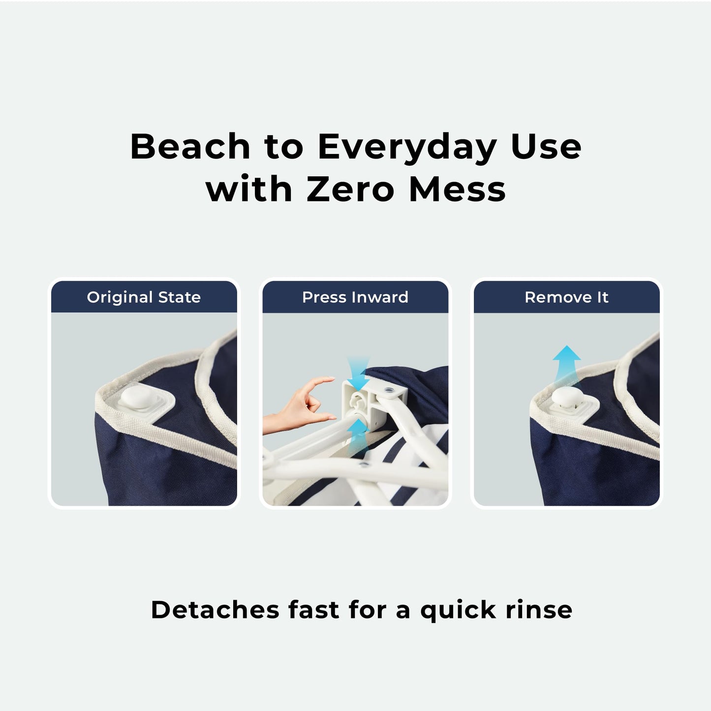 DEER LAND Beach Wagon for Sand with 6.7" Fat Tires, Foldable Beach Cart for Beach & Camping, Large Capacity Easy-Pull Wagon, Heritage Navy Stripe