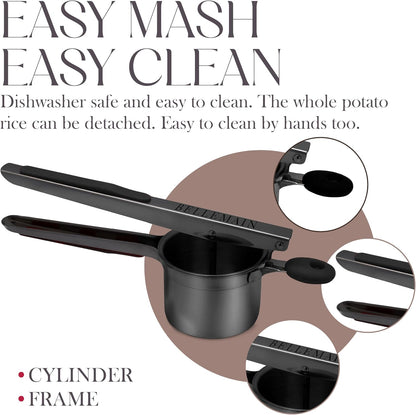 Bellemain 15 oz Black Potato Ricer - Heavy-Duty Stainless Steel Masher for Perfect Mashed Potatoes