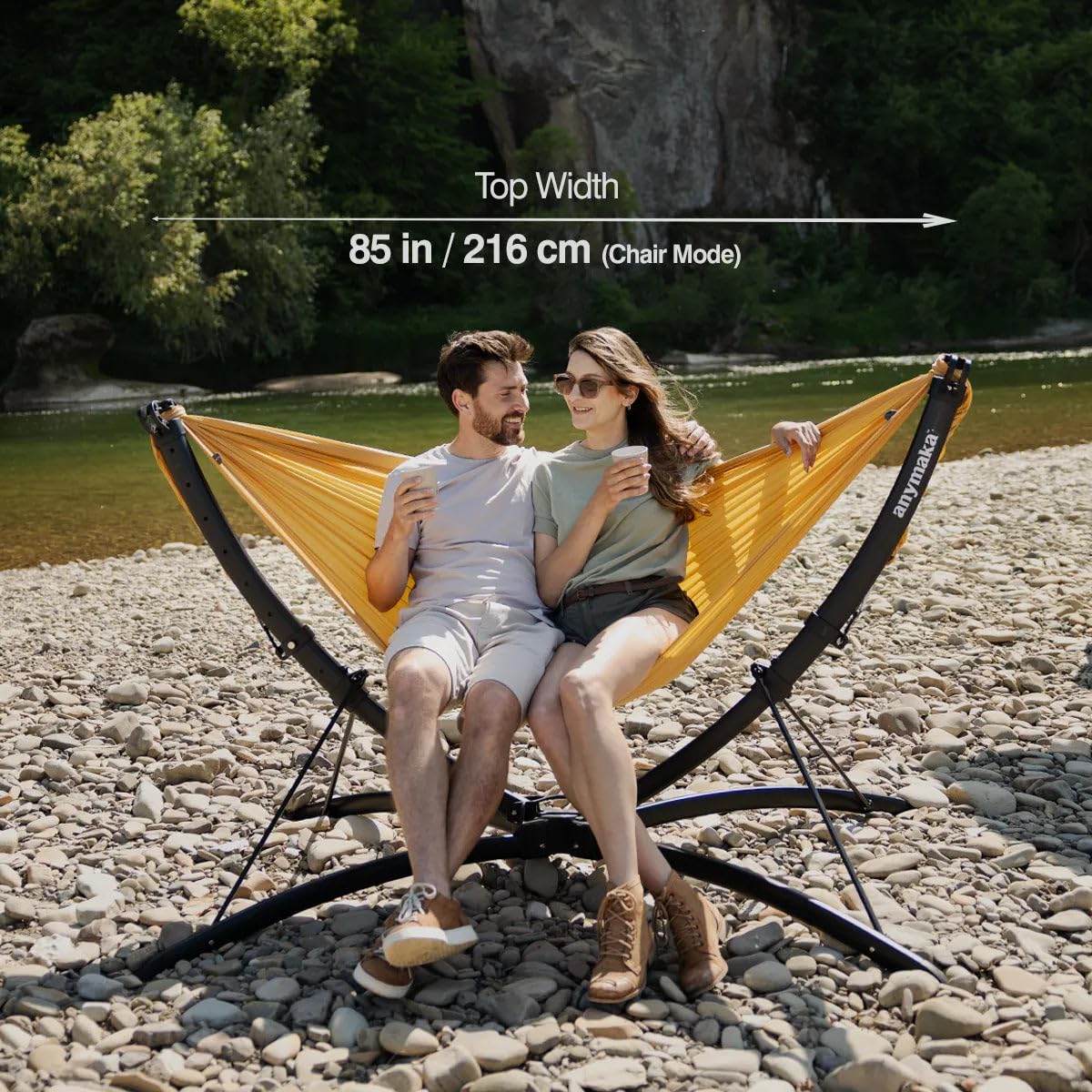 anymaka Set Up in 3 Seconds Adjustable Portable Aluminum Alloy Hammock Stand for Outside with Chair Mode & Lounge Mode up to 105'' (Hammock Set Forest Green-1)