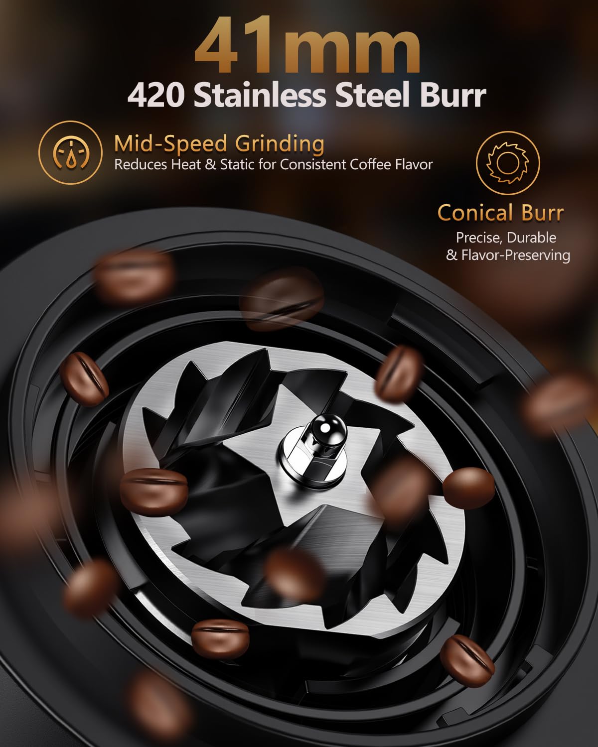 COOL KNIGHT Rechargeable Conical Burr Coffee Grinder, 60 Grind Settings & 5–98 Level Timer, Espresso Grinder with Bellows Hopper and Portafilter Holder, Easy to Clean