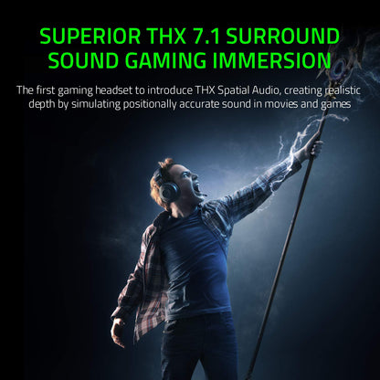 Razer Kraken Tournament Edition THX 7.1 Surround Sound Gaming Headset: Retractable Noise Cancelling Mic - USB DAC - For PC, PS4, PS5, Nintendo Switch, Xbox One, Xbox Series X & S, Mobile – Black