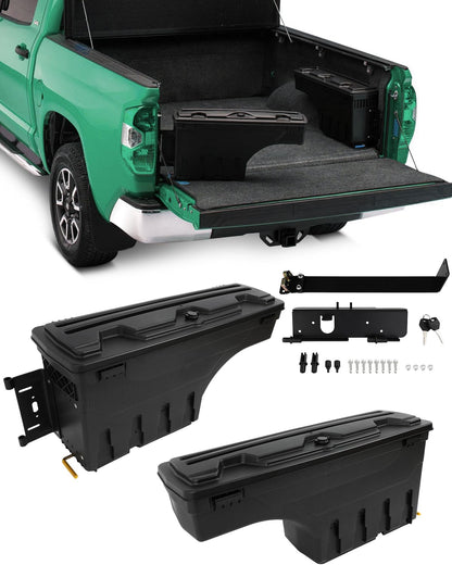 SCITOO Truck Bed Tool Box for Dodge Ram 1500 2019-2021 Left & Right Side,Multi-Compartment Dividers Organized Storage,Heavy Duty & No-Drill Installation