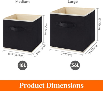 Lifewit Storage Cubes - Foldable Decorative Fabric Baskets for Home Organization | 11-Inch, 6-Pack, Black