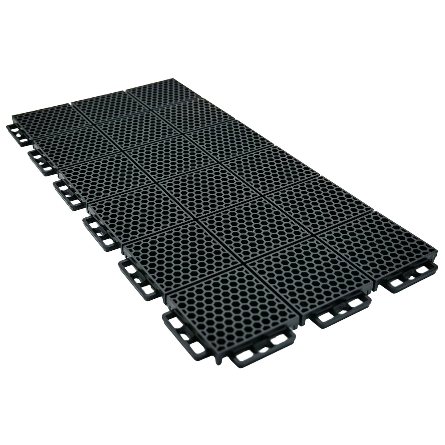 Caliber ProTech Garage Flooring Tiles, 9” x 18” Interlocking Tiles, Black, 24-Pack