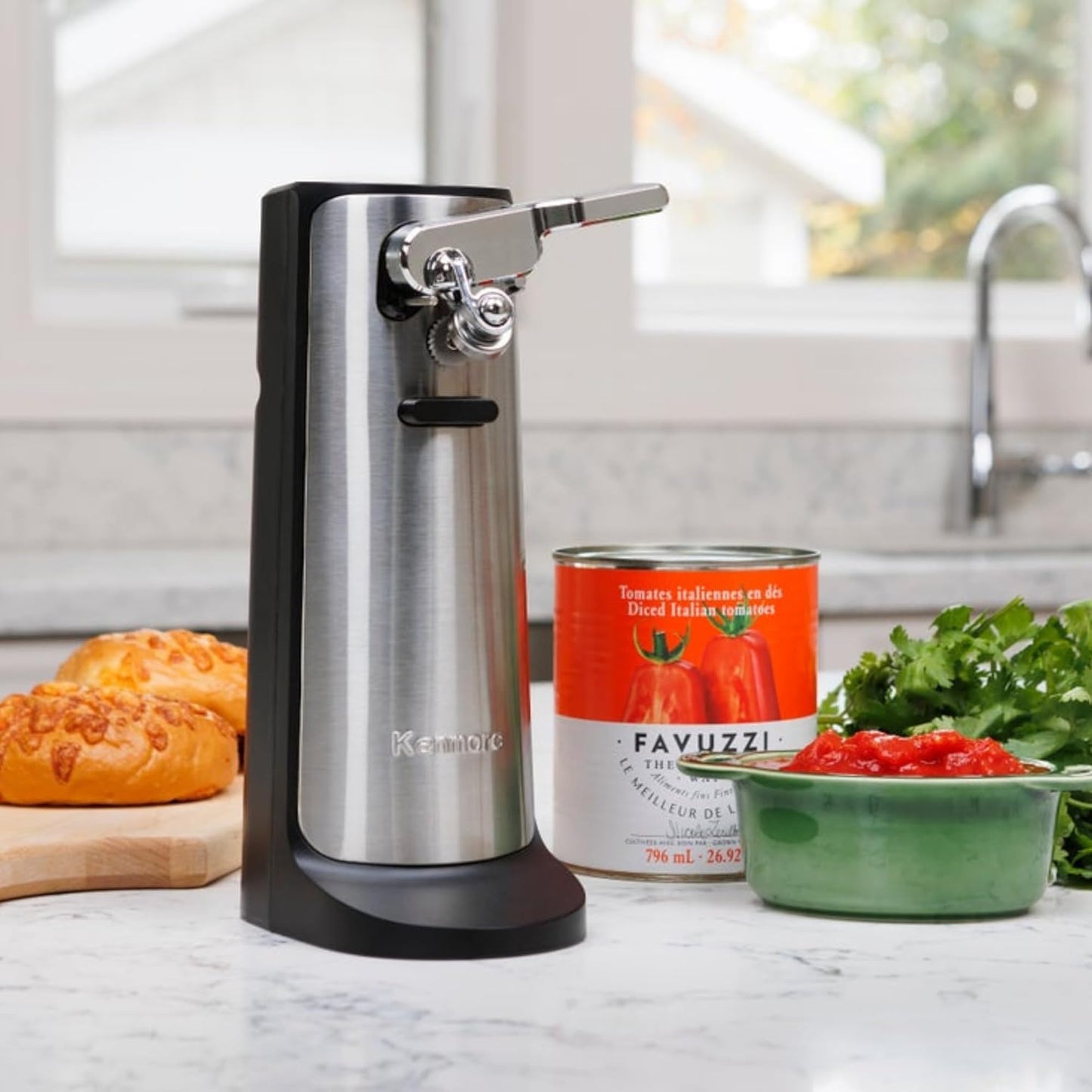 Kenmore Electric Can Opener - Arthritis-Friendly Design | Automatic Stainless Steel with Cord Storage