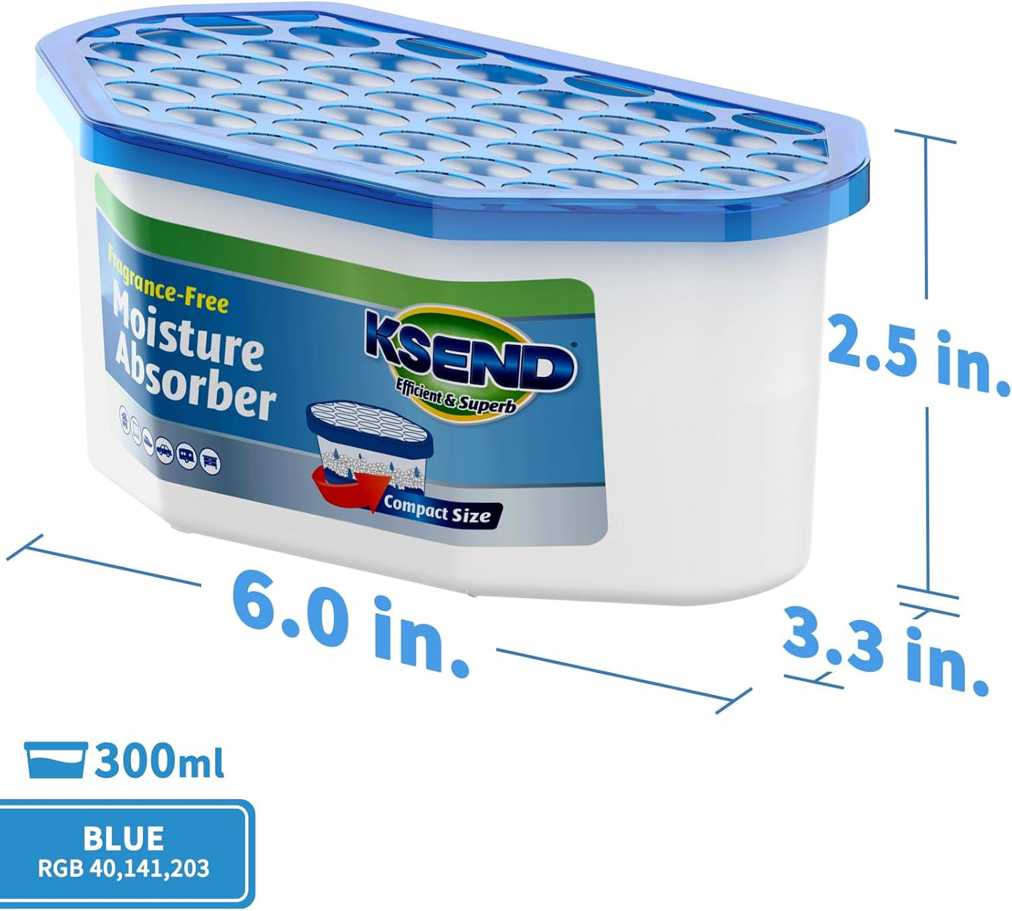 Ksend Moisture Absorbers - Efficient Humidity Control Dehumidifier | 12 Pack, Fragrance-Free, 6.4oz