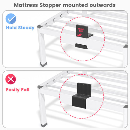 7 Inch Queen Bed Frame, Metal Platform Bed Frame with Round Corner Legs, 3500 lbs Heavy Duty Steel Slats Support, No Box Spring Needed, Noise Free, Easy Assembly, White
