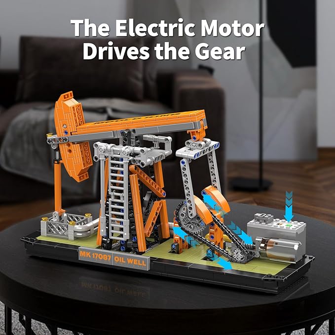Mould King 17087 Oilfield Movable Building Sets Engineering Display Model with Battery &amp Motor Oil Source Technology Construction Blocks