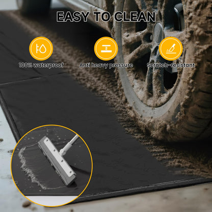 SUNYRISY 8'6" x 20' Containment Garage Floor Mat Under Car, Heavy Duty Waterproof Garage Carpet Floor Protection Non-Slip Parking Mat with Squeegee for Cars SUVs Trucks