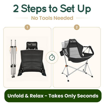Moose Medoz Hammock Camping Chair – Folding Swing Chair with Headrest & Cup Holder, 300 lbs Support, Breathable Mesh, Portable & Lightweight for Outdoor, Camping, Fishing, Patio & Travel