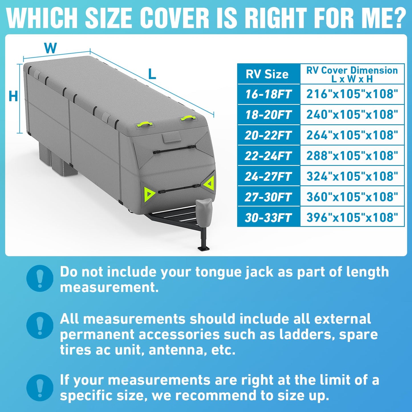 PuroShelt RV Cover 19-21ft: 7 Layers Travel Trailer Cover, Waterproof Camper Cover, Toy Hauler Cover with Tongue Jack Cover, Tear Resistant Waterproof Motohome Trailer Cover