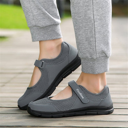 Women's Casual Walking Sneakers - Lightweight Breathable Flat Shoes (8, Grey)