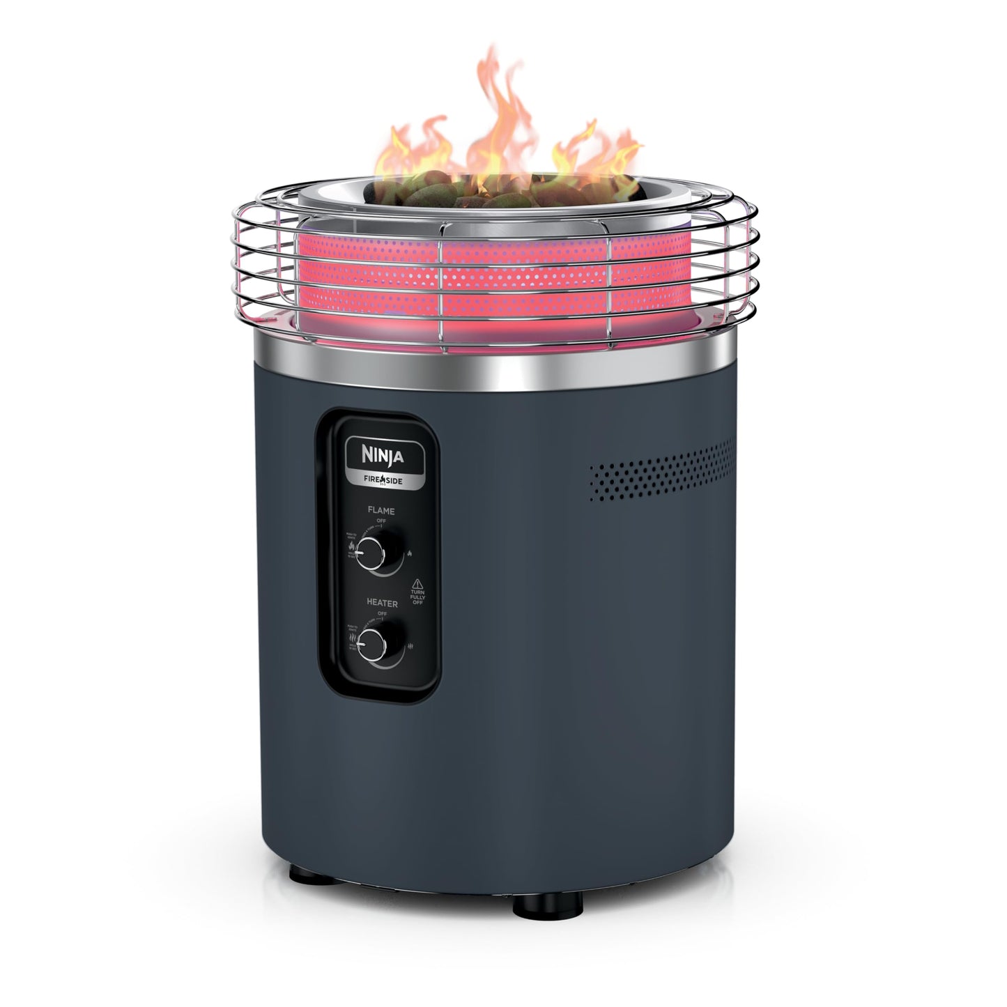 Ninja Fireside360™ Outdoor Heater & Fire Pit | 3 Modes: Flame, Heat, Flame & Heat | Portable for Patio, Deck, Camping | Easy Control Smokeless Flames | Push to Start Ignition | Cyberspace | OF101CY