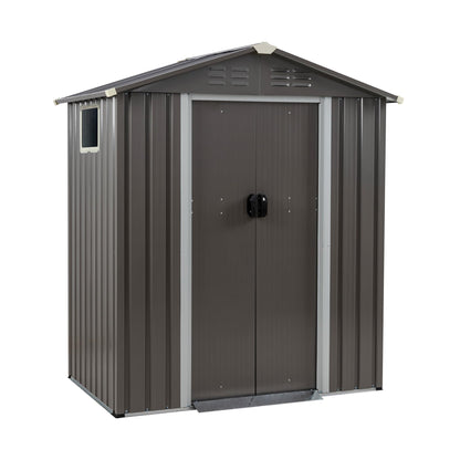 Vongrasig 5 x 3 x 6 FT Outdoor Storage Shed, Metal Tool Shed Clearance Garden Steel Shed with Side Window and Lockable Door Waterproof Tool Shed for Backyard Patio, Lawn (Gray)