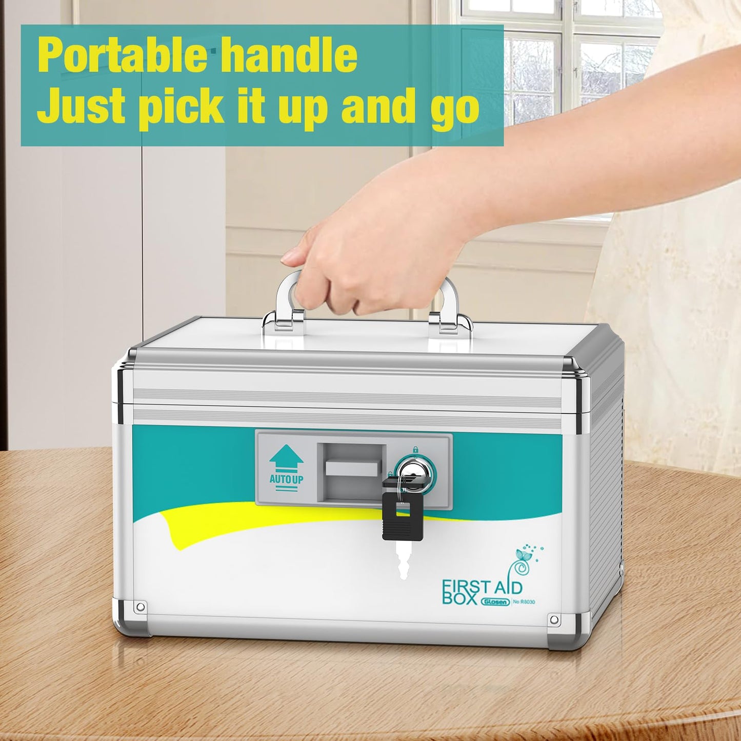 Glosen Medicine Lock Box, Medication Lock Box,Locking Medicine Box, Security Lock Boxes【Case of 8pcs-Small 】 10x6.7x6.7 Inch,First Aid Key,Lock Box for Medication