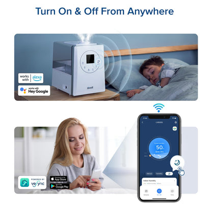 LEVOIT LV600S Smart Warm and Cool Mist Humidifiers for Home Bedroom Large Room, (6L) 753ft² Coverage, Quickly & Evenly Humidify Whole House, Easy Top Fill, App & Voice Control - Quiet Sleep Mode