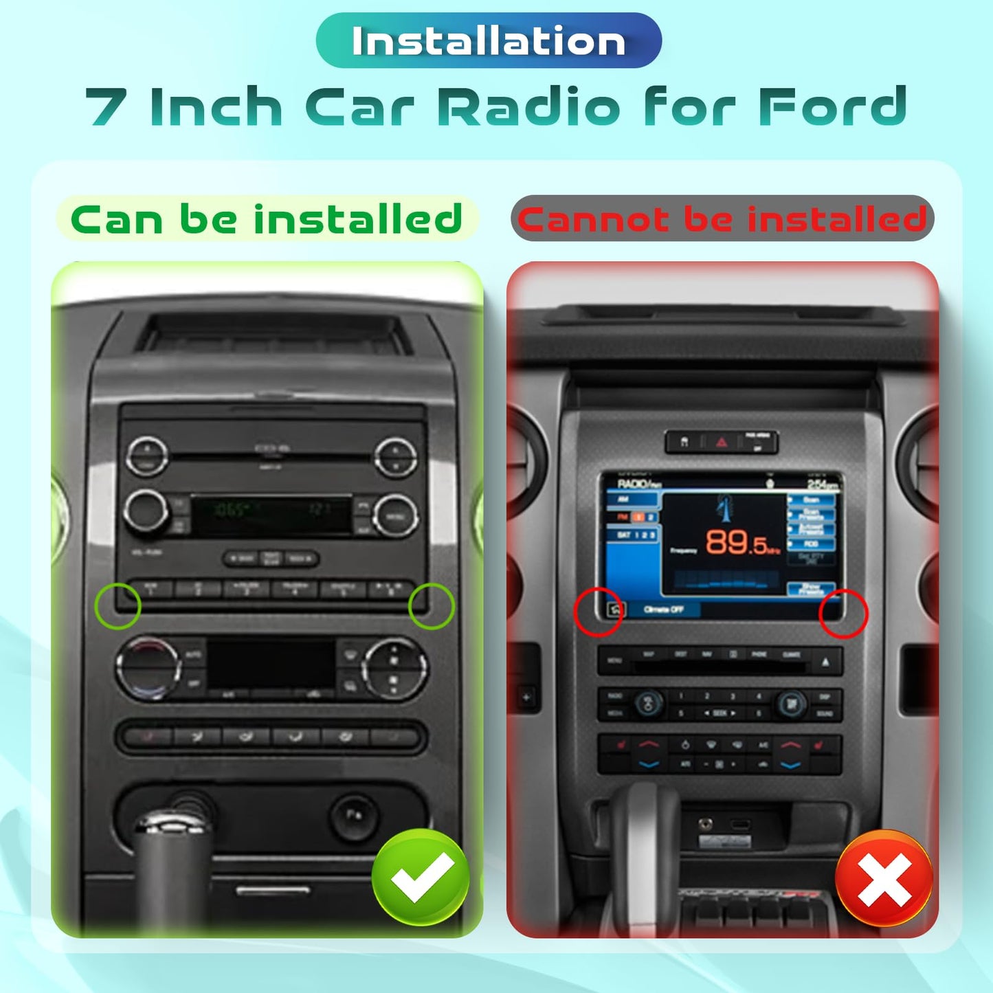 [Android 15/4G+64G] 7” IPS Touch screen Car Radio for Ford F150 F250 F350 E250 E350 Edge Fusion Explorer with Wireless Carplay&Android Auto,Car Stereo support Bluetooth5.0 DSP WiFi GPS USB Rear Camera